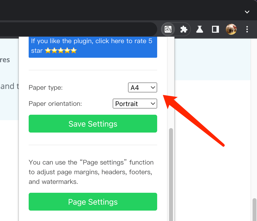 Paper size and page orientation