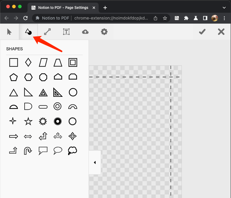 Shapes drawing tool interface screenshot