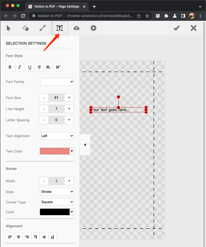 Text editing tool interface screenshot
