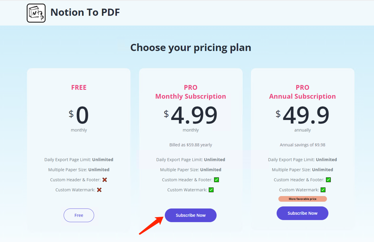 Subscribe Now button in pop-up window