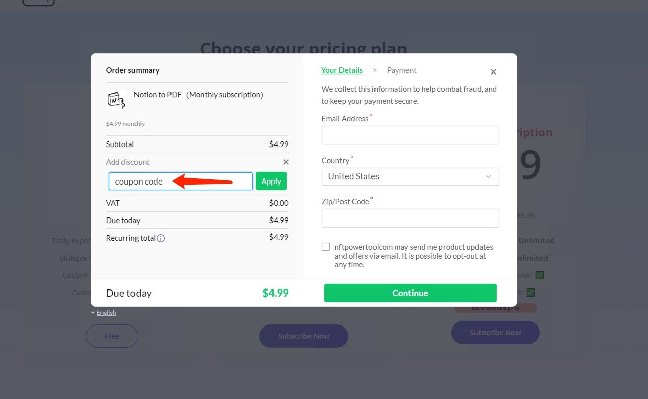 Add discount input box with Apply button