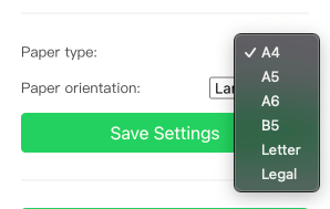 Supports multiple paper sizes icon